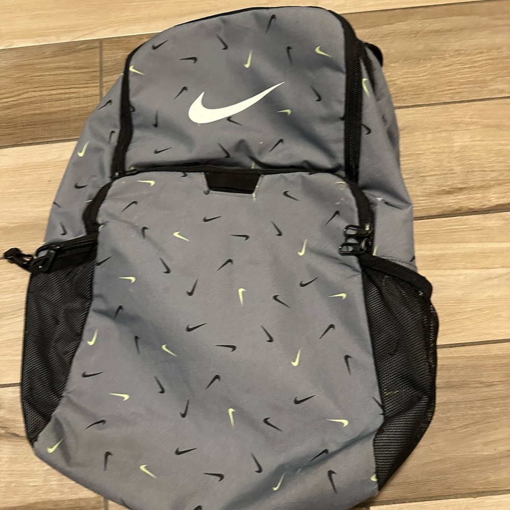 Nike backpack check logo gray